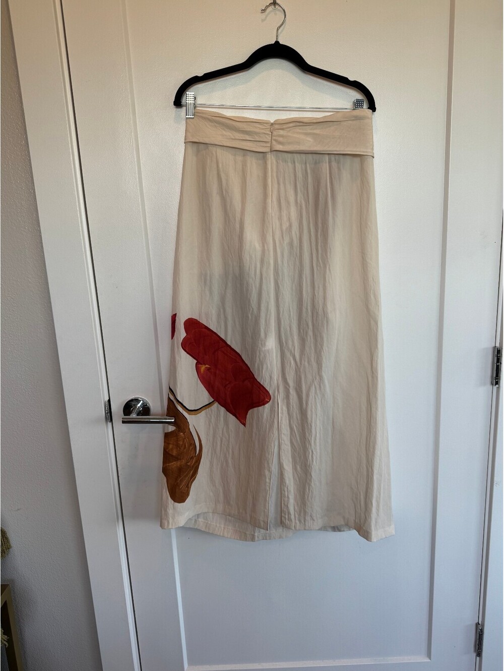 Vince Twist Knot Midi Skirt Size L Ivory Botanical Print Tencel Lyocell - Picture 5 of 6